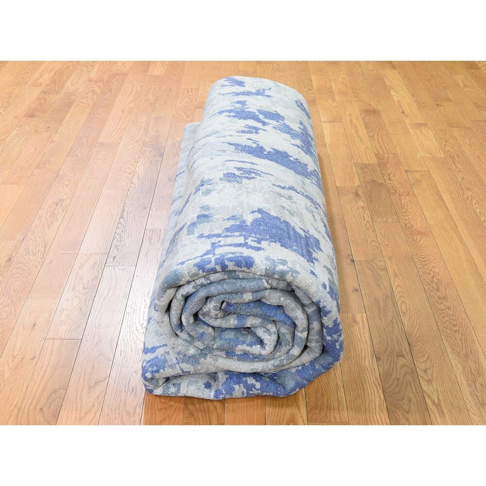 Shahbanu Rugs Abstract Design Wool And Silk Hand-Knotted Modern Rug (9'0" x 12'1") - 9'0" x 12'1"