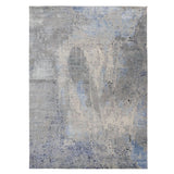 Shahbanu Rugs Abstract Design with Soft Blues Wool & Silk Hand Knotted Oriental Rug (8'9" x 12'1") - 8'9" x 12'1"