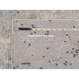 Shahbanu Rugs Abstract Design with Soft Blues Wool & Silk Hand Knotted Oriental Rug (8'9" x 12'1") - 8'9" x 12'1"