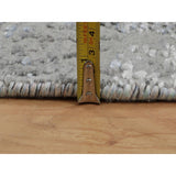 Shahbanu Rugs Abstract Design with Soft Blues Wool & Silk Hand Knotted Oriental Rug (8'9" x 12'1") - 8'9" x 12'1"