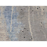 Shahbanu Rugs Abstract Design with Soft Blues Wool & Silk Hand Knotted Oriental Rug (8'9" x 12'1") - 8'9" x 12'1"