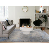 Shahbanu Rugs Abstract Design with Soft Blues Wool & Silk Hand Knotted Oriental Rug (8'9" x 12'1") - 8'9" x 12'1"