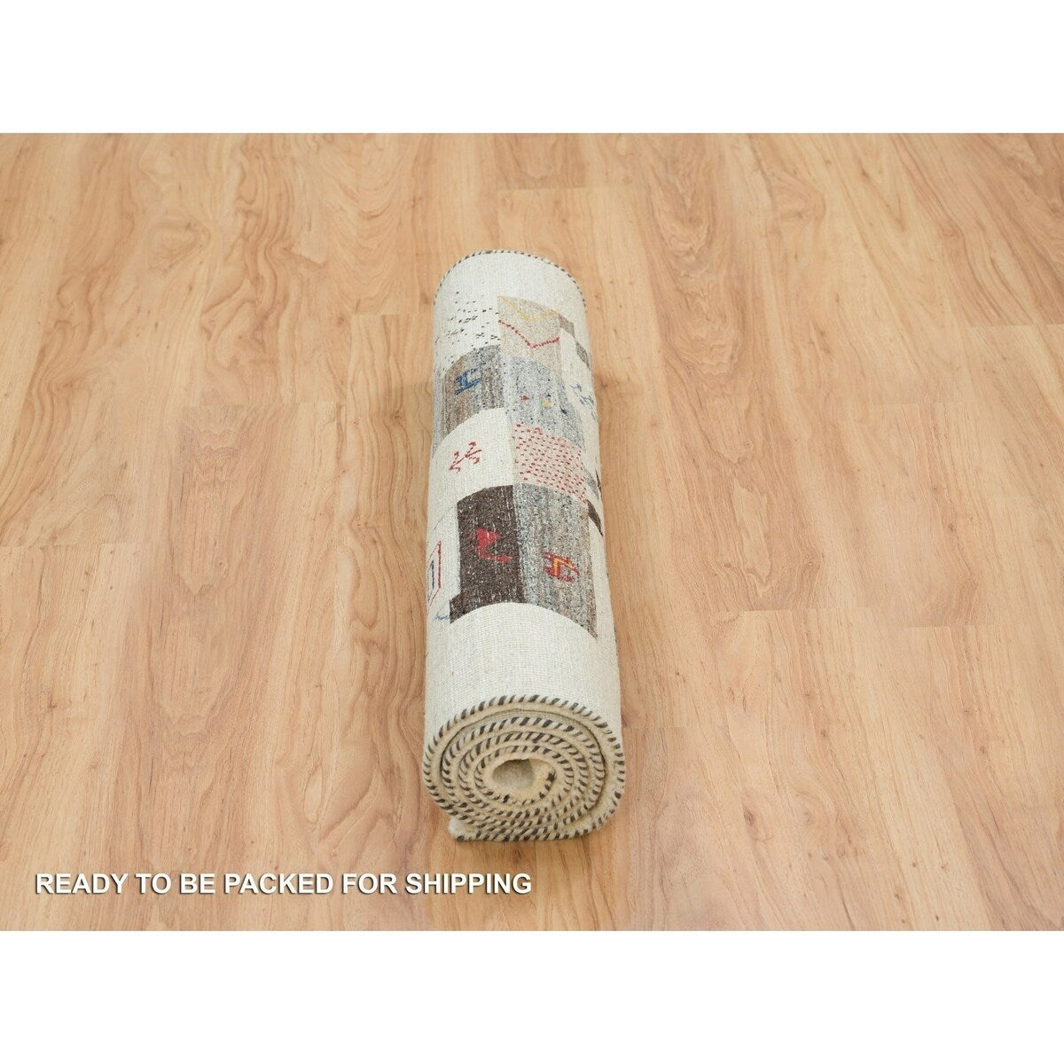 Shahbanu Rugs Abstract White Thick and Plush Soft Pile Wool Lori Buft Gabbeh Small Animal Figurines Hand Knotted Rug (3'0"x5'4")
