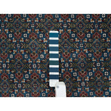 Shahbanu Rugs Aegean Blue 175 KPSI Pure Wool Mahi All Over Fish with Criss Cross Design Hand Knotted Oriental Rug (4'11" x 8'1")