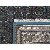 Shahbanu Rugs Aegean Blue 175 KPSI Pure Wool Mahi All Over Fish with Criss Cross Design Hand Knotted Oriental Rug (4'11" x 8'1")