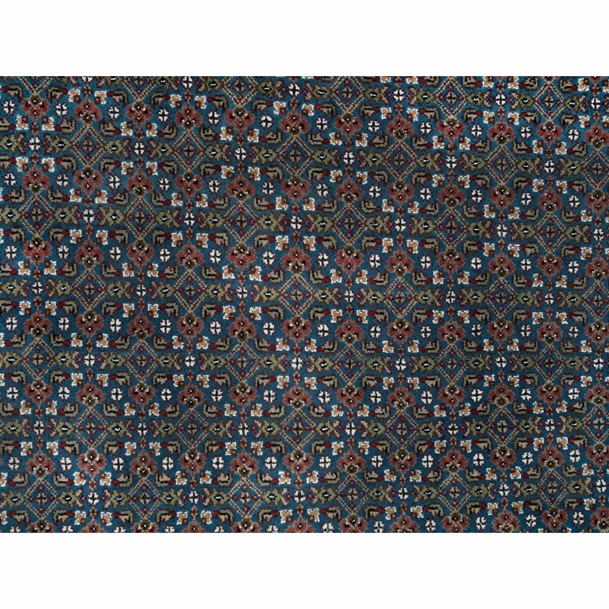 Shahbanu Rugs Aegean Blue 175 KPSI Pure Wool Mahi All Over Fish with Criss Cross Design Hand Knotted Oriental Rug (4'11" x 8'1")