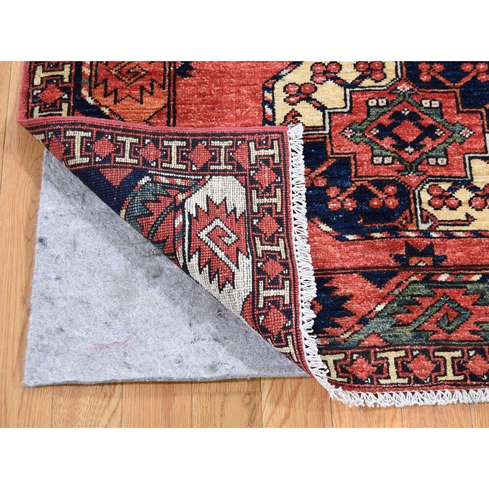 Shahbanu Rugs Afghan Ersari Elephant Feet Design Pure Wool Hand-Knotted Oriental Rug (3'5" x 4'10") - 3'5" x 4'10"