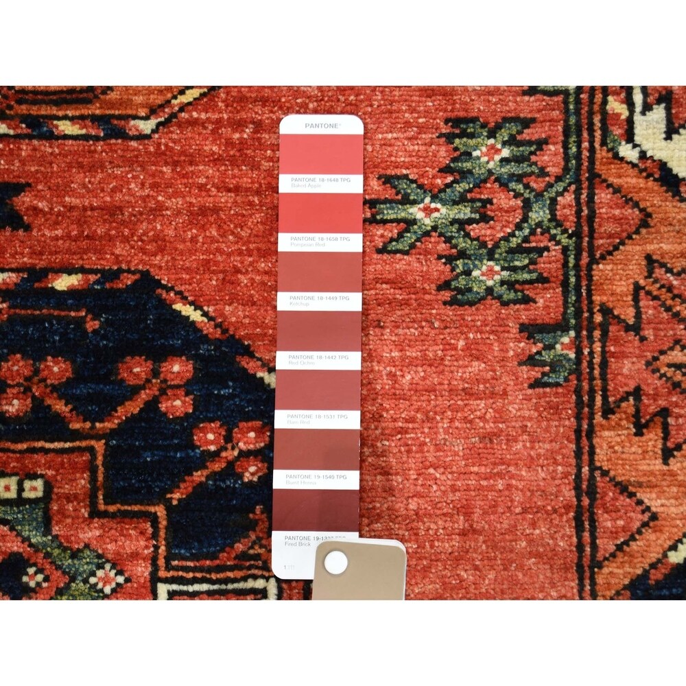 Shahbanu Rugs Afghan Ersari Elephant Feet Design Pure Wool Hand-Knotted Oriental Rug (3'5" x 4'10") - 3'5" x 4'10"