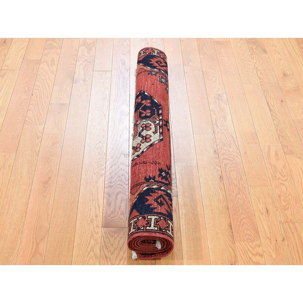 Shahbanu Rugs Afghan Ersari Elephant Feet Design Pure Wool Hand-Knotted Oriental Rug (3'5" x 4'10") - 3'5" x 4'10"