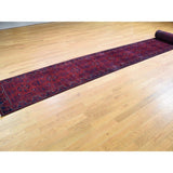 Shahbanu Rugs Afghan Khamyab Silky Wool XL Runner Hand-Knotted Oriental Rug (2'6" x 30'10") - 2'6" x 30'10"