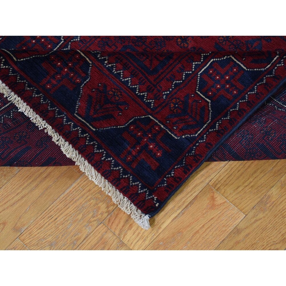 Shahbanu Rugs Afghan Khamyab Silky Wool XL Runner Hand-Knotted Oriental Rug (2'6" x 30'10") - 2'6" x 30'10"