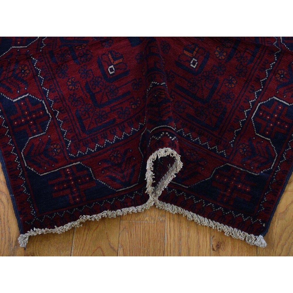 Shahbanu Rugs Afghan Khamyab Silky Wool XL Runner Hand-Knotted Oriental Rug (2'6" x 30'10") - 2'6" x 30'10"