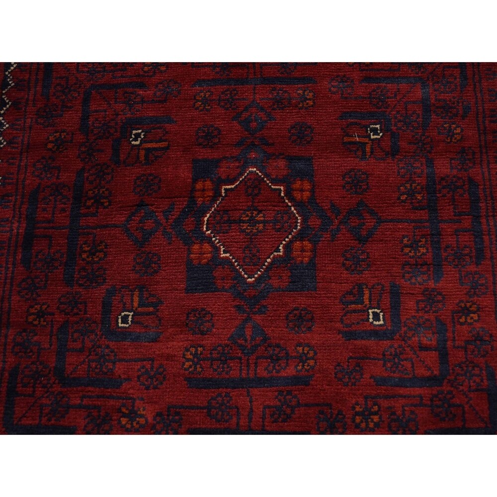 Shahbanu Rugs Afghan Khamyab Silky Wool XL Runner Hand-Knotted Oriental Rug (2'6" x 30'10") - 2'6" x 30'10"