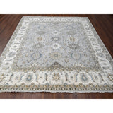 Shahbanu Rugs Agreeable Gray and Delicate White Karajeh with All Over Geometric Design Hand Knotted Squarish Wool Rug (11'x11')