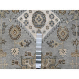 Shahbanu Rugs Agreeable Gray and Delicate White Karajeh with All Over Geometric Design Hand Knotted Squarish Wool Rug (11'x11')