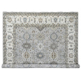 Shahbanu Rugs Agreeable Gray and Delicate White Karajeh with All Over Geometric Design Hand Knotted Squarish Wool Rug (11'x11')