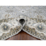 Shahbanu Rugs Agreeable Gray and Delicate White Karajeh with All Over Geometric Design Hand Knotted Squarish Wool Rug (11'x11')