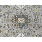 Shahbanu Rugs Agreeable Gray and Delicate White Karajeh with All Over Geometric Design Hand Knotted Squarish Wool Rug (11'x11')