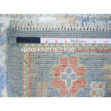 Shahbanu Rugs Air Superiority Blue Hand Knotted Afghan Oushak with Colorful Motifs Pure Wool XL Runner Rug (2'10" x 17'10")