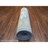 Shahbanu Rugs Air Superiority Blue Hand Knotted Afghan Oushak with Colorful Motifs Pure Wool XL Runner Rug (2'10" x 17'10")