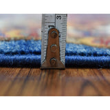 Shahbanu Rugs All New Hand Knotted Super Kazak Blue With Colorful Motifs Shiny Wool Oriental Rug (5'6" x 7'8") - 5'6" x 7'8"