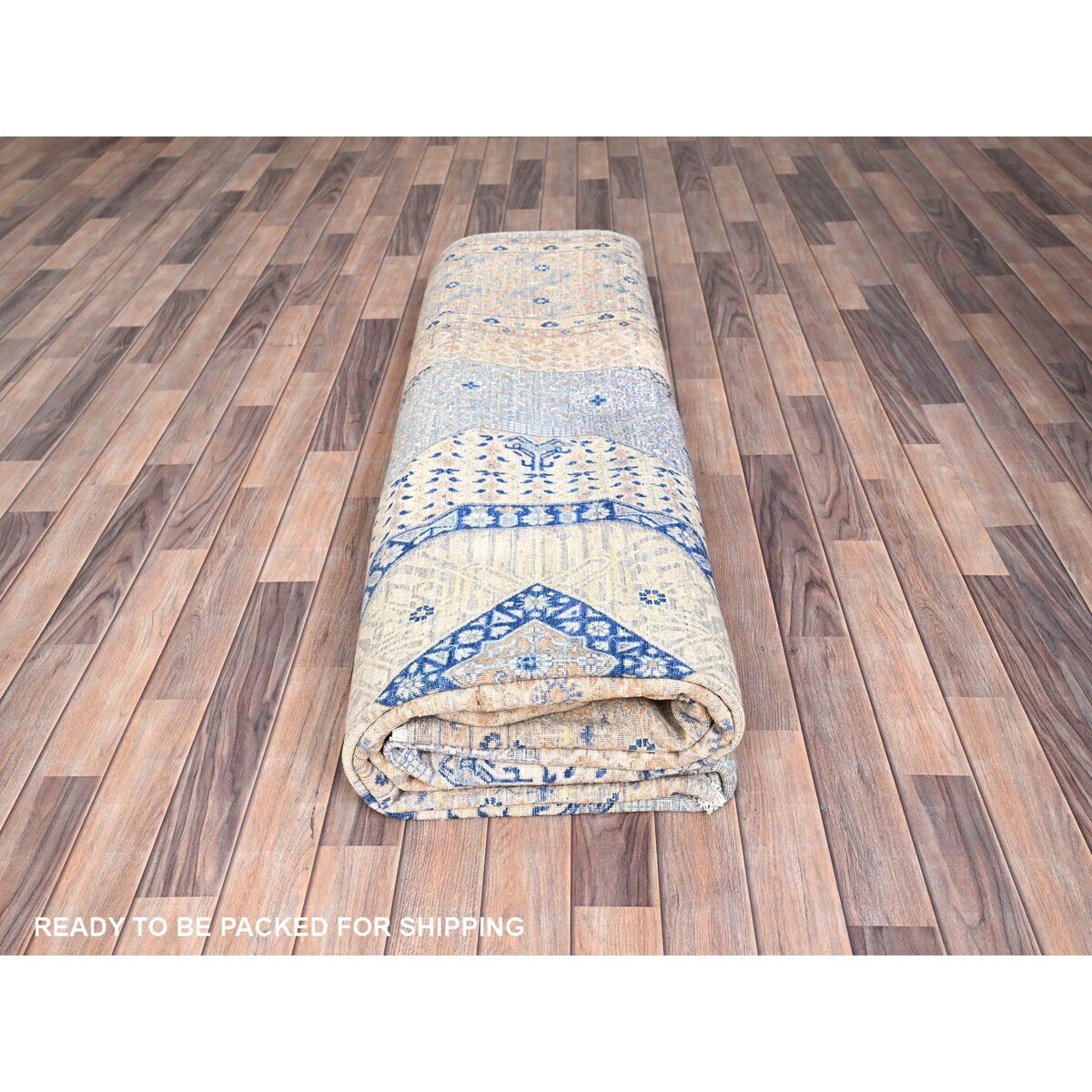 Shahbanu Rugs Almond Brown 14th Century Mamluk Dynasty Pattern 200 KPSI Vegetable Dyes Soft Wool Hand Knotted Rug (9'10"x13'10")