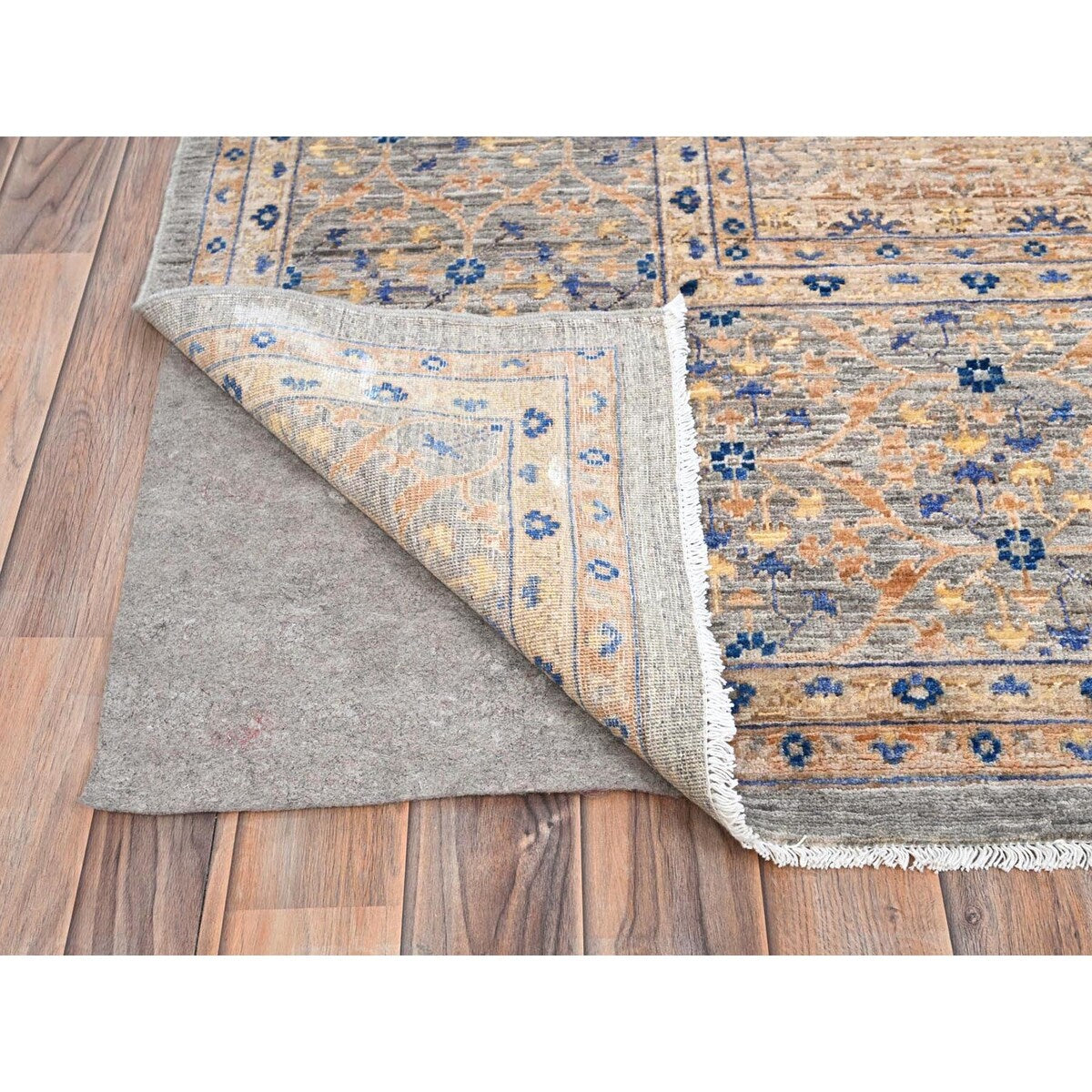 Shahbanu Rugs Almond Brown 14th Century Mamluk Dynasty Pattern 200 KPSI Vegetable Dyes Soft Wool Hand Knotted Rug (9'10"x13'10")