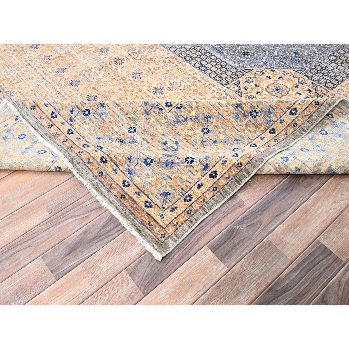 Shahbanu Rugs Almond Brown 14th Century Mamluk Dynasty Pattern 200 KPSI Vegetable Dyes Soft Wool Hand Knotted Rug (9'10"x13'10")