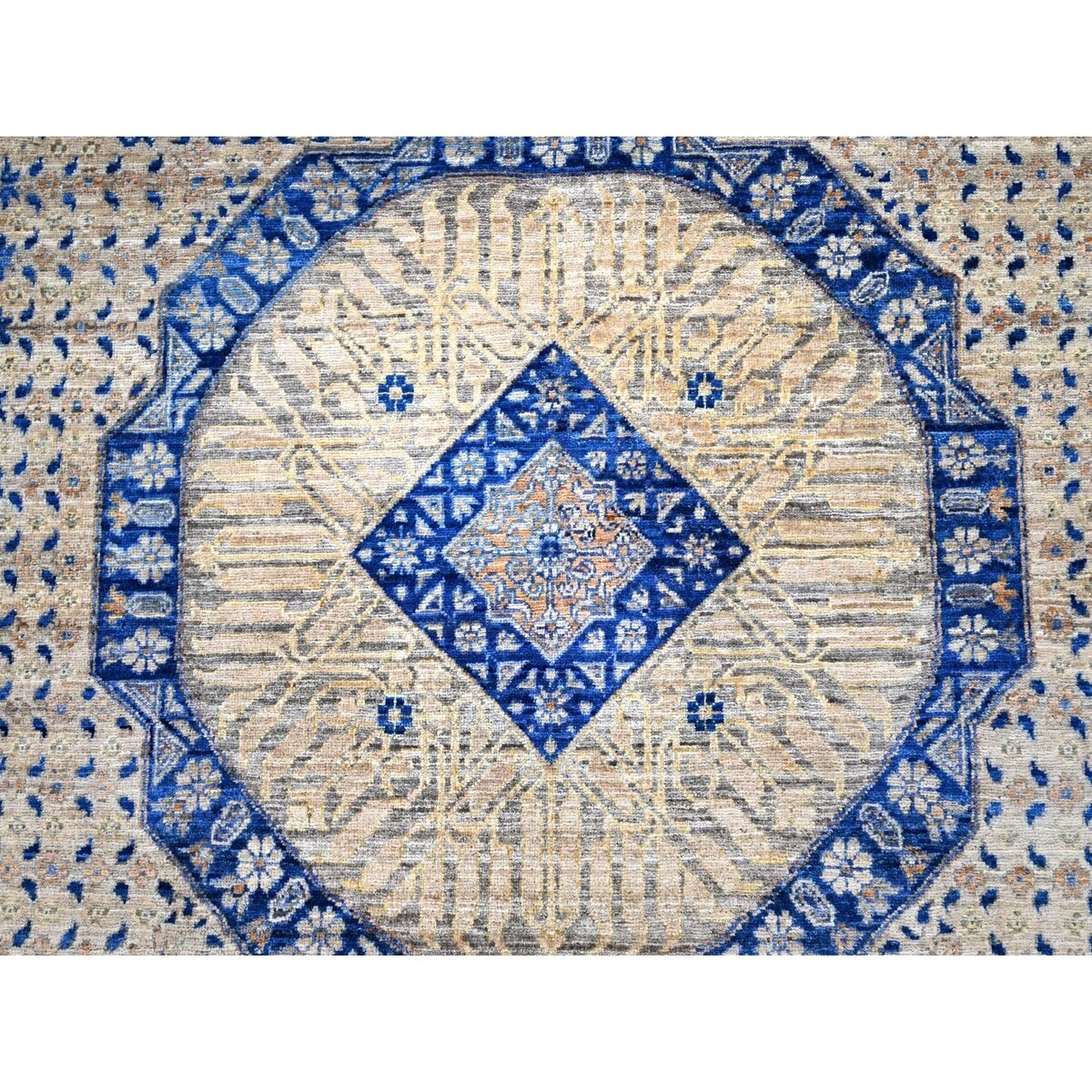 Shahbanu Rugs Almond Brown 14th Century Mamluk Dynasty Pattern 200 KPSI Vegetable Dyes Soft Wool Hand Knotted Rug (9'10"x13'10")
