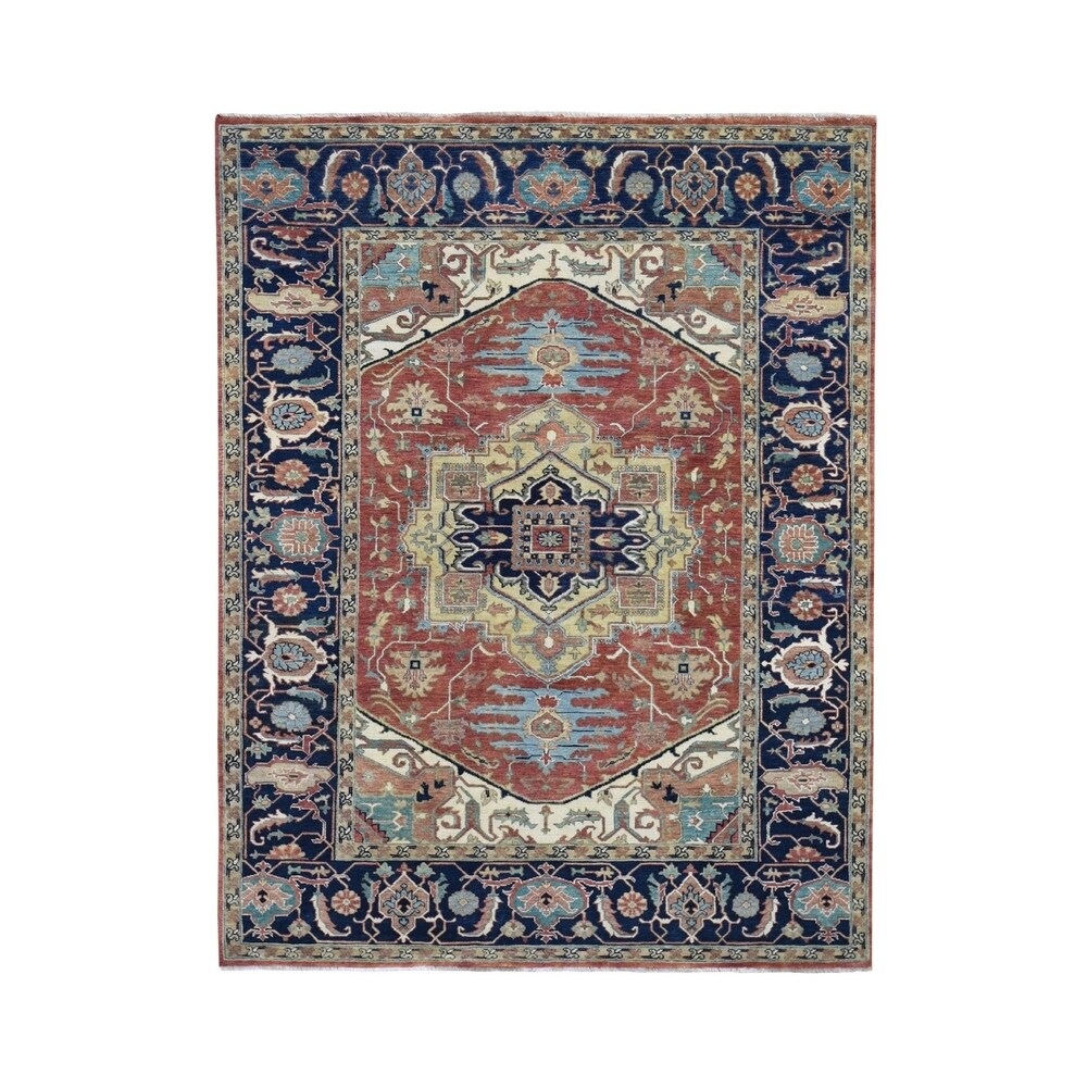 Shahbanu Rugs Antiqued Heriz Re Creation Pure Wool Hand knotted Oriental Rug (5'0" x 7'4") - 5'0" x 7'4"