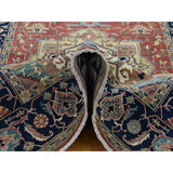Shahbanu Rugs Antiqued Heriz Re Creation Pure Wool Hand knotted Oriental Rug (5'0" x 7'4") - 5'0" x 7'4"
