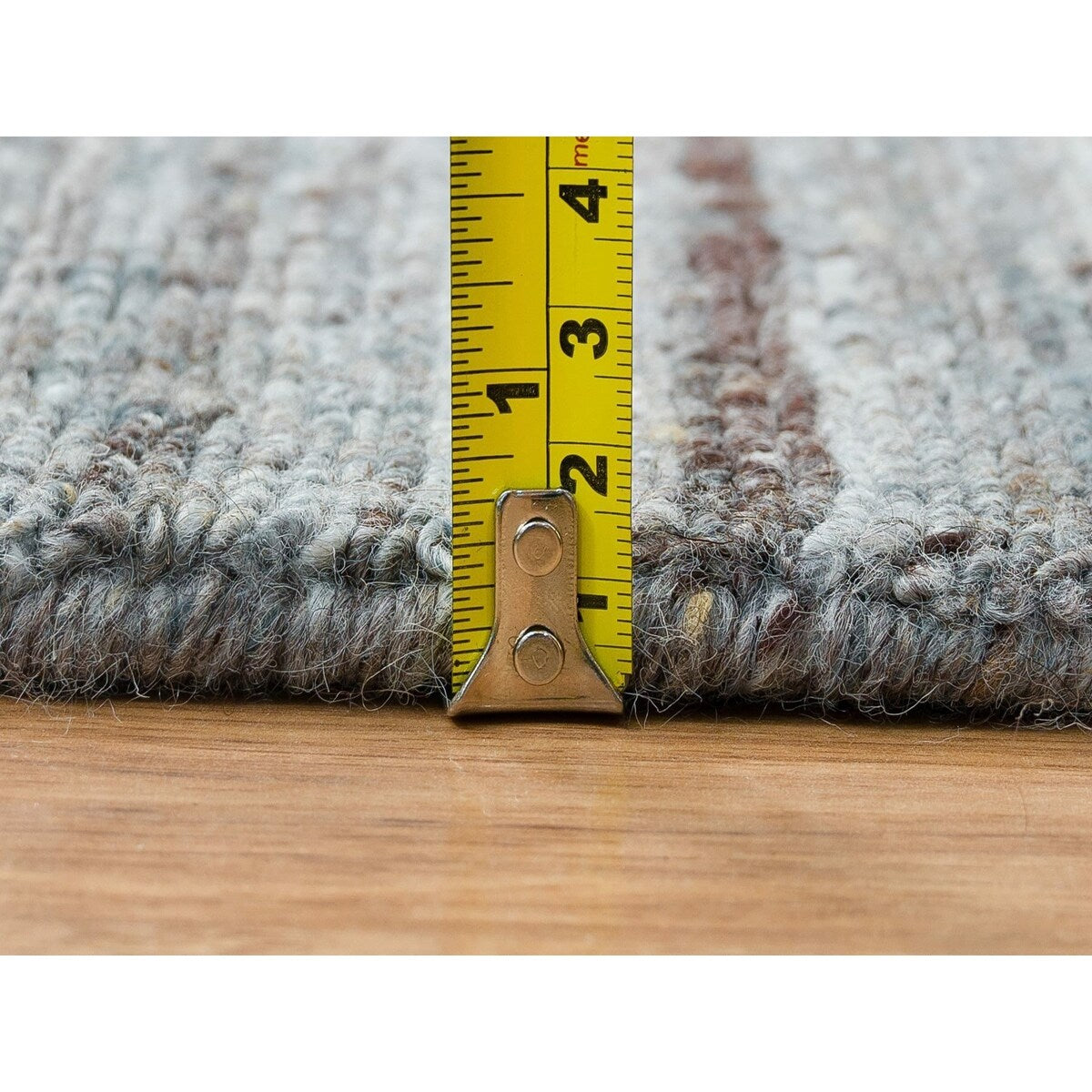 Shahbanu Rugs Arsenic Gray, Hand Loomed, Modern Striae Design, Soft Pile Wool, Oriental Rug (8'1" x 10'0") - 8'1" x 10'0"