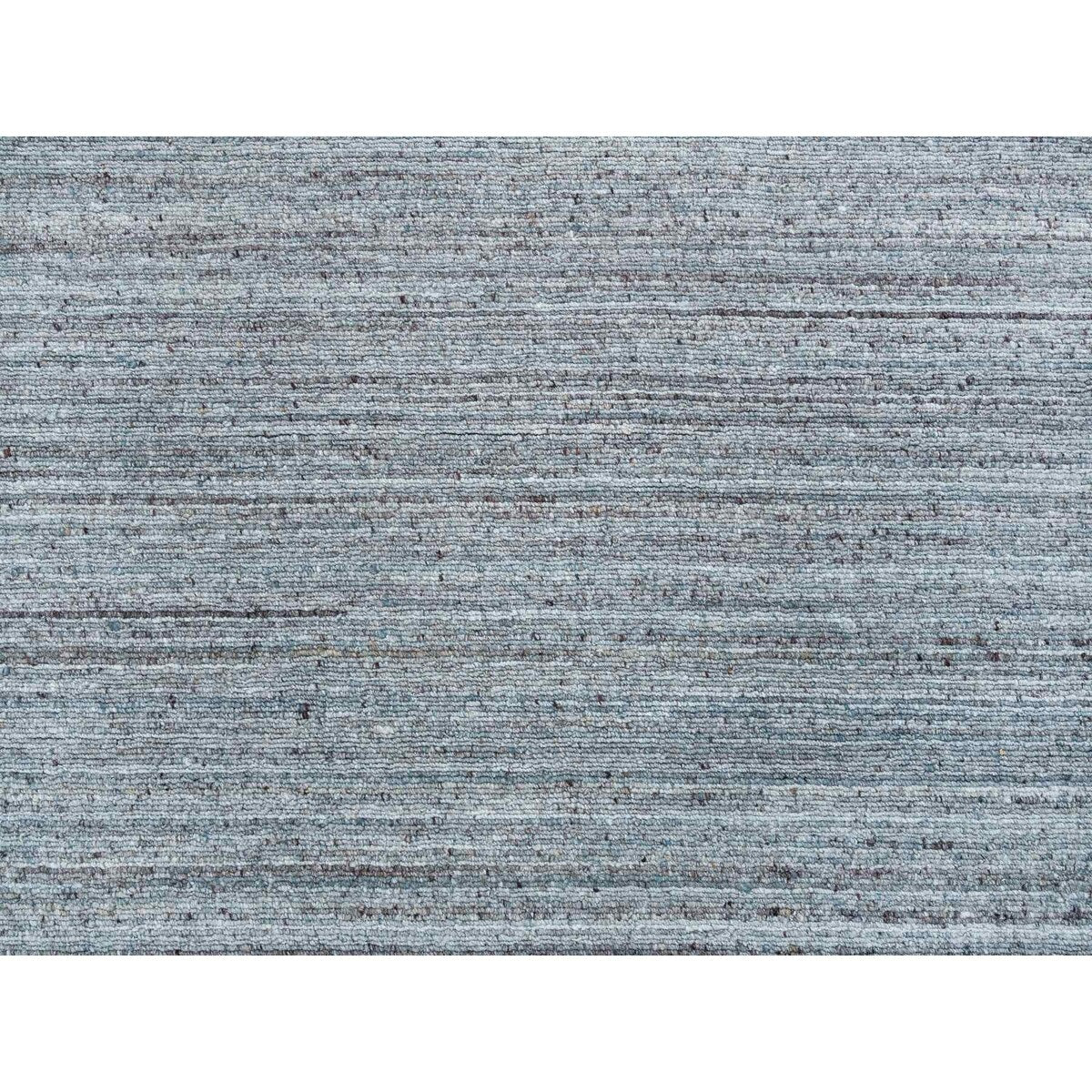 Shahbanu Rugs Arsenic Gray, Hand Loomed, Modern Striae Design, Soft Pile Wool, Oriental Rug (8'1" x 10'0") - 8'1" x 10'0"