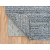 Shahbanu Rugs Arsenic Gray, Hand Loomed, Modern Striae Design, Soft Pile Wool, Oriental Rug (8'1" x 10'0") - 8'1" x 10'0"