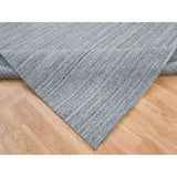 Shahbanu Rugs Arsenic Gray, Hand Loomed, Modern Striae Design, Soft Pile Wool, Oriental Rug (8'1" x 10'0") - 8'1" x 10'0"