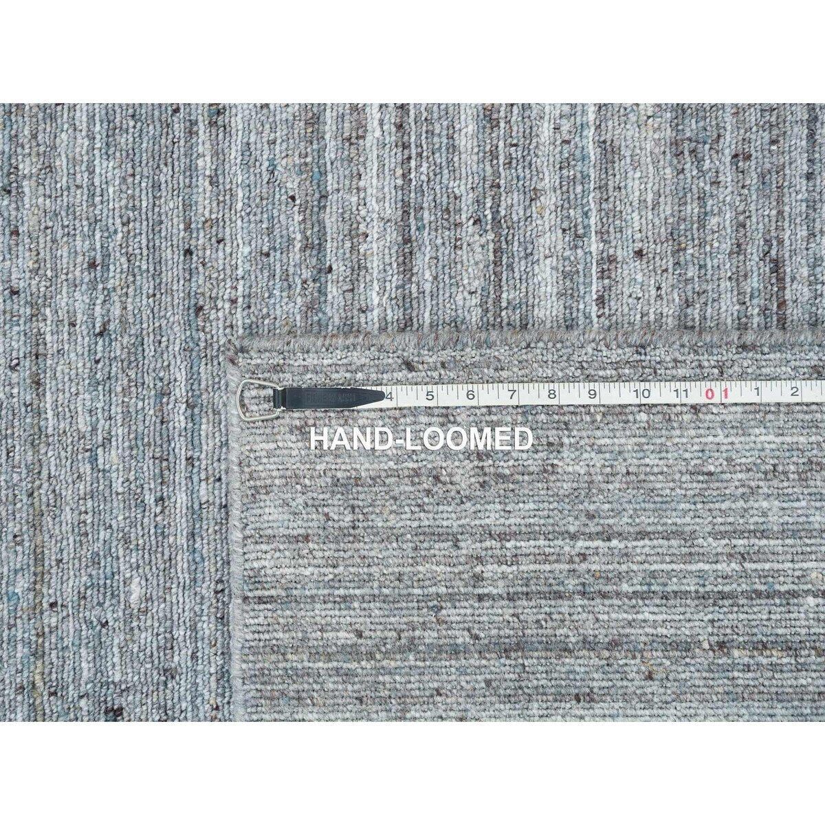 Shahbanu Rugs Arsenic Gray, Hand Loomed, Modern Striae Design, Soft Pile Wool, Oriental Rug (8'1" x 10'0") - 8'1" x 10'0"