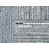 Shahbanu Rugs Arsenic Gray, Hand Loomed, Modern Striae Design, Soft Pile Wool, Oriental Rug (8'1" x 10'0") - 8'1" x 10'0"