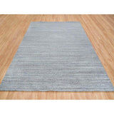Shahbanu Rugs Arsenic Gray, Hand Loomed, Modern Striae Design, Soft Pile Wool, Oriental Rug (8'1" x 10'0") - 8'1" x 10'0"