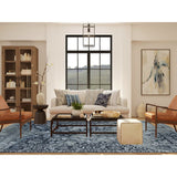 Shahbanu Rugs Arsenic Gray, Wool And Silk, Broken and Erased All Over Heriz Design, Hand Knotted, Oriental Rug (9'0" x 11'10")