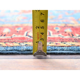 Shahbanu Rugs Baby Blue Natural Wool Hand Knotted Afghan Peshawar with Serapi Heriz Design Dense Weave Rug (2'10" x 4'9")