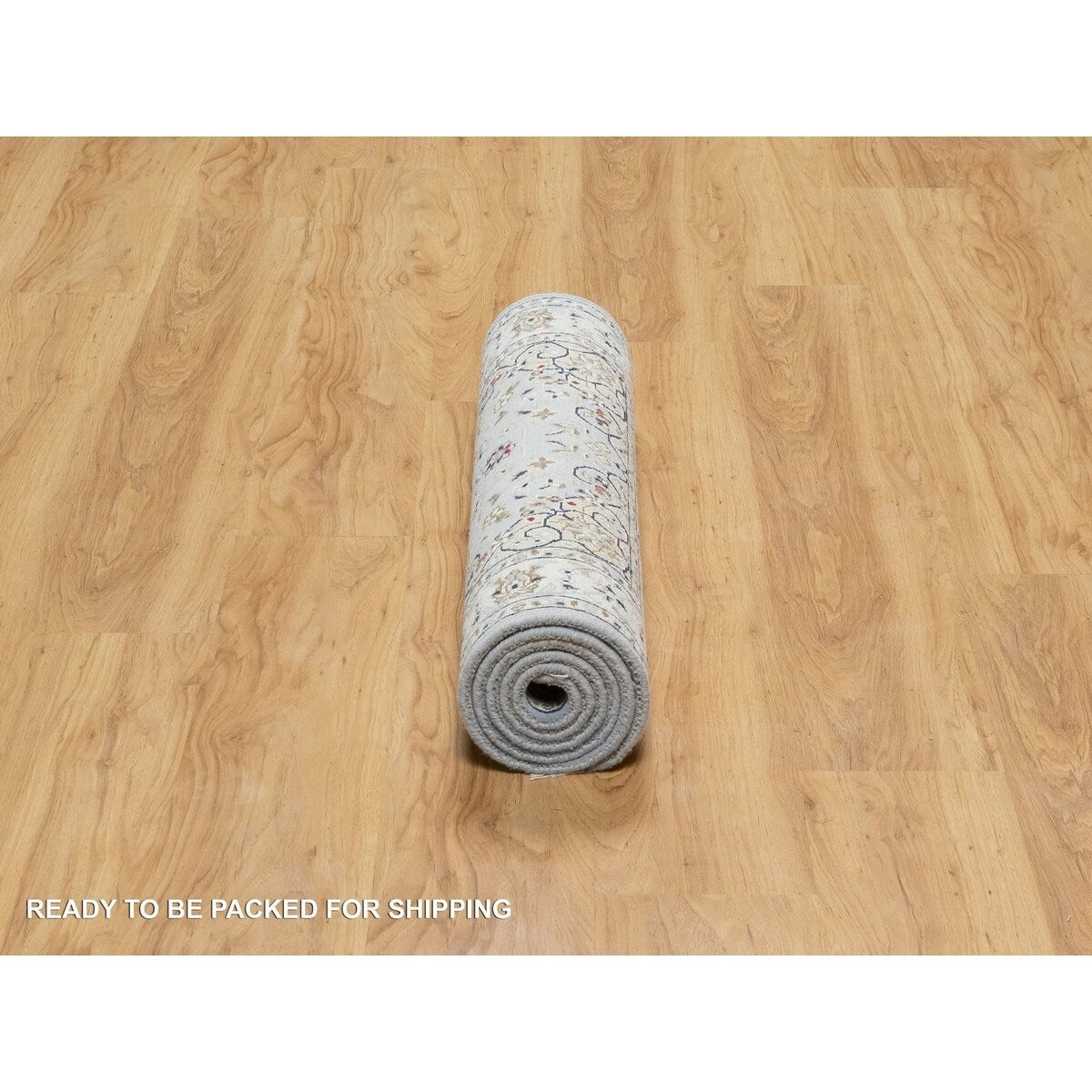 Shahbanu Rugs Beau Blue Nain with Large Center Medallion 250 KPSI Hand Knotted Wool and Silk Runner Oriental Rug (2'8"x6'6")