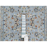 Shahbanu Rugs Beau Blue Nain with Large Center Medallion 250 KPSI Hand Knotted Wool and Silk Runner Oriental Rug (2'8"x6'6")