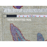 Shahbanu Rugs Beige Oceanic Fish Design with Bold Color Soft Wool Hand Knotted Oriental Rug (4'0" x 5'10") - 4'0" x 5'10"