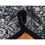 Shahbanu Rugs Black Modern Broken Design Art Silk Hand-Knotted Oriental Rug (5'1" x 7'2") - 5'1" x 7'2"