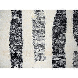 Shahbanu Rugs Black and Ivory Thick and Plush Undyed Wool Modern Erased Column Design Hand Knotted Round Rug (7'10" x 8'0")
