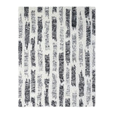 Shahbanu Rugs Black and Ivory, Modern Erased Column Design, Thick and Plush, Undyed Wool, Hand Knotted, Oriental Rug (8'1"x9'9")