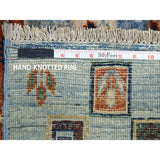 Shahbanu Rugs Blue Gabbeh Kashkuli Pictorial Pure Wool Hand-Knotted Oriental Rug (5'0" x 6'2") - 5'0" x 6'2"