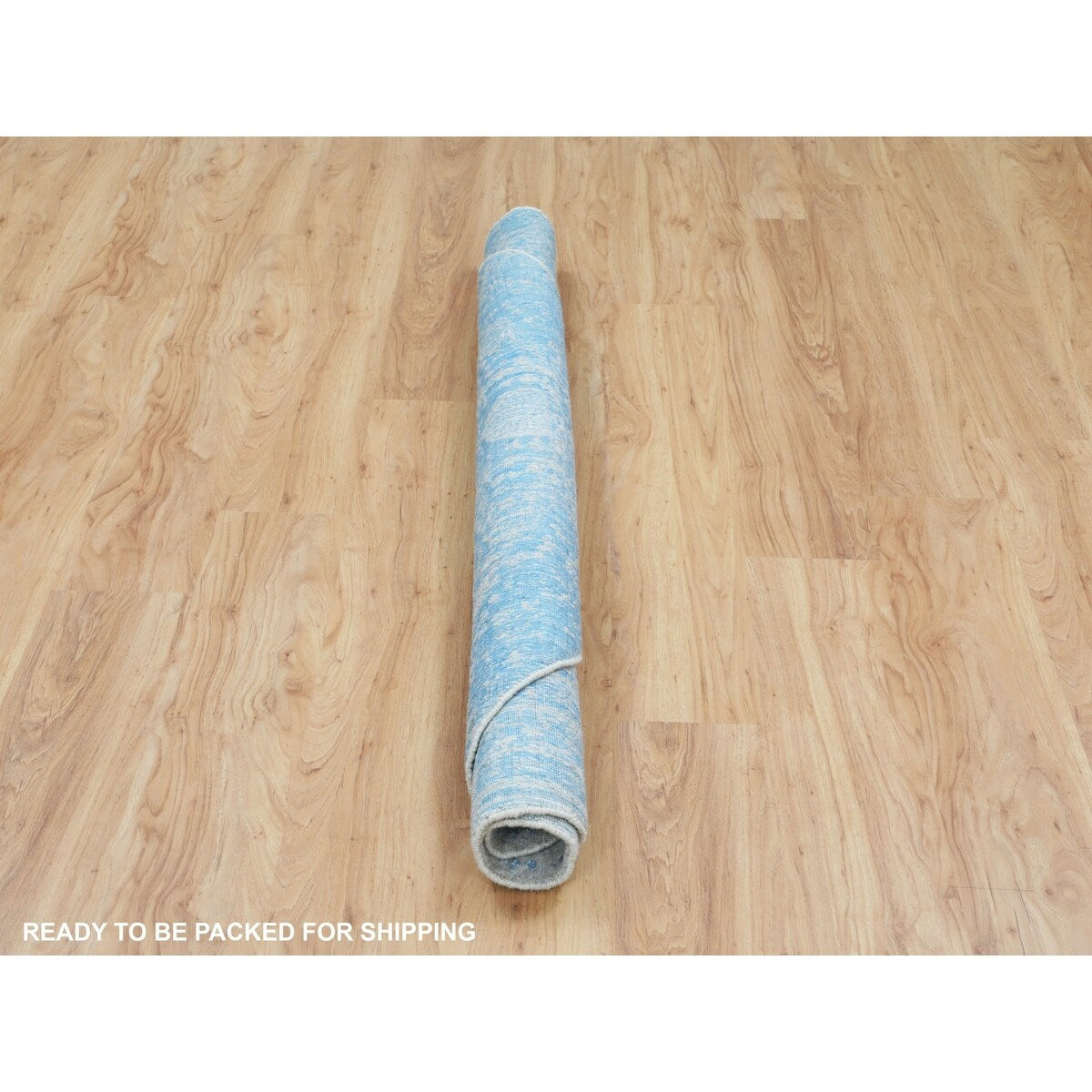 Shahbanu Rugs Blue Jacquard Hand Loomed Wool and Art Silk Pomegranate Design Round Oriental Rug (5'10" x 5'10") - 5'10" x 5'10"