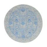 Shahbanu Rugs Blue Jacquard Hand Loomed Wool and Art Silk Pomegranate Design Round Oriental Rug (5'10" x 5'10") - 5'10" x 5'10"