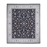 Shahbanu Rugs Blue Nain Wool And Silk All Over Design 250 KPSI Hand Knotted Oriental Rug (8'0" x 10'2") - 8'0" x 10'2"